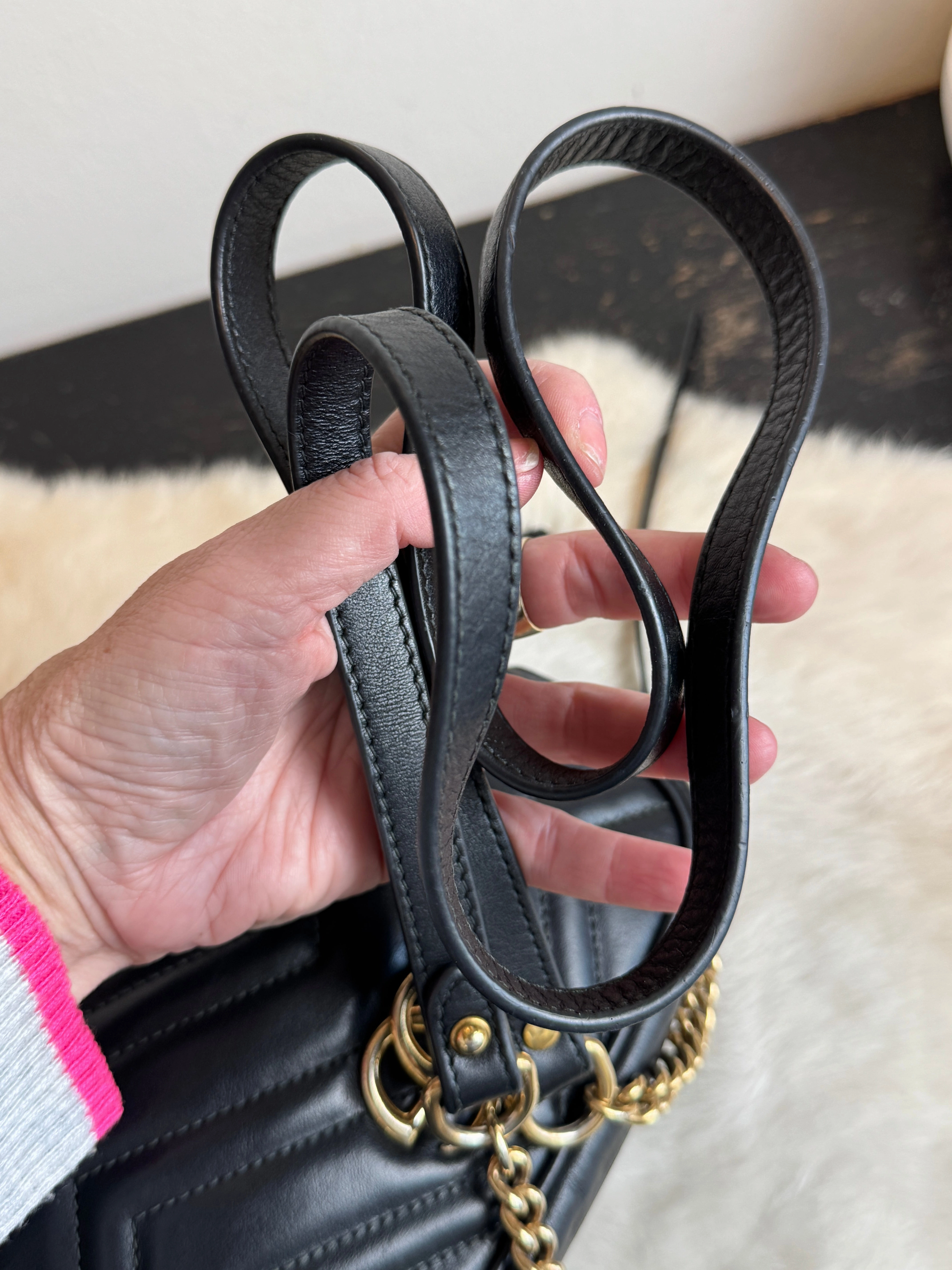 GUCCI Calfskin Matelasse GG Marmont Mini Camera Crossbody