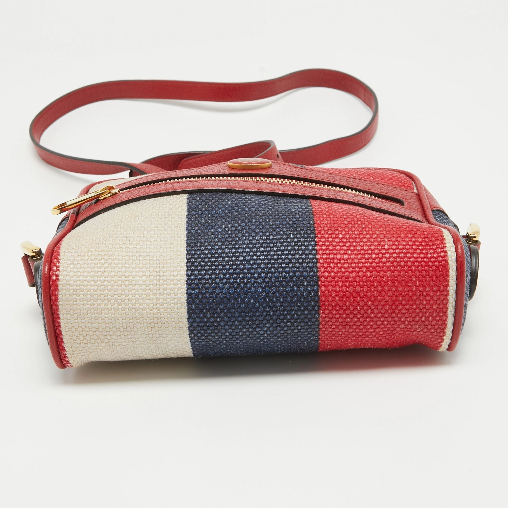 Gucci color Canvas And Leather Mini Ophidia Crossbody Bag
