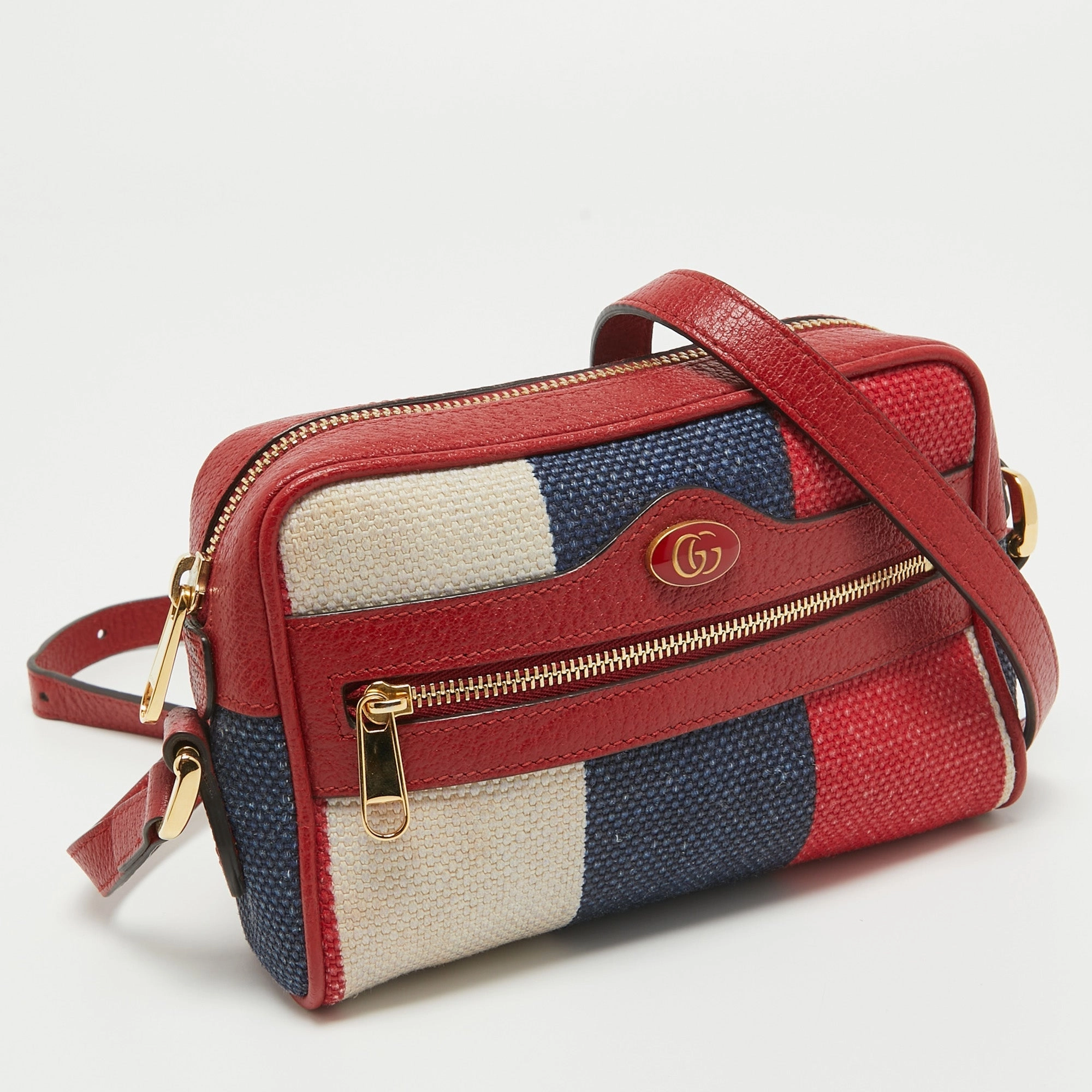 Gucci color Canvas And Leather Mini Ophidia Crossbody Bag