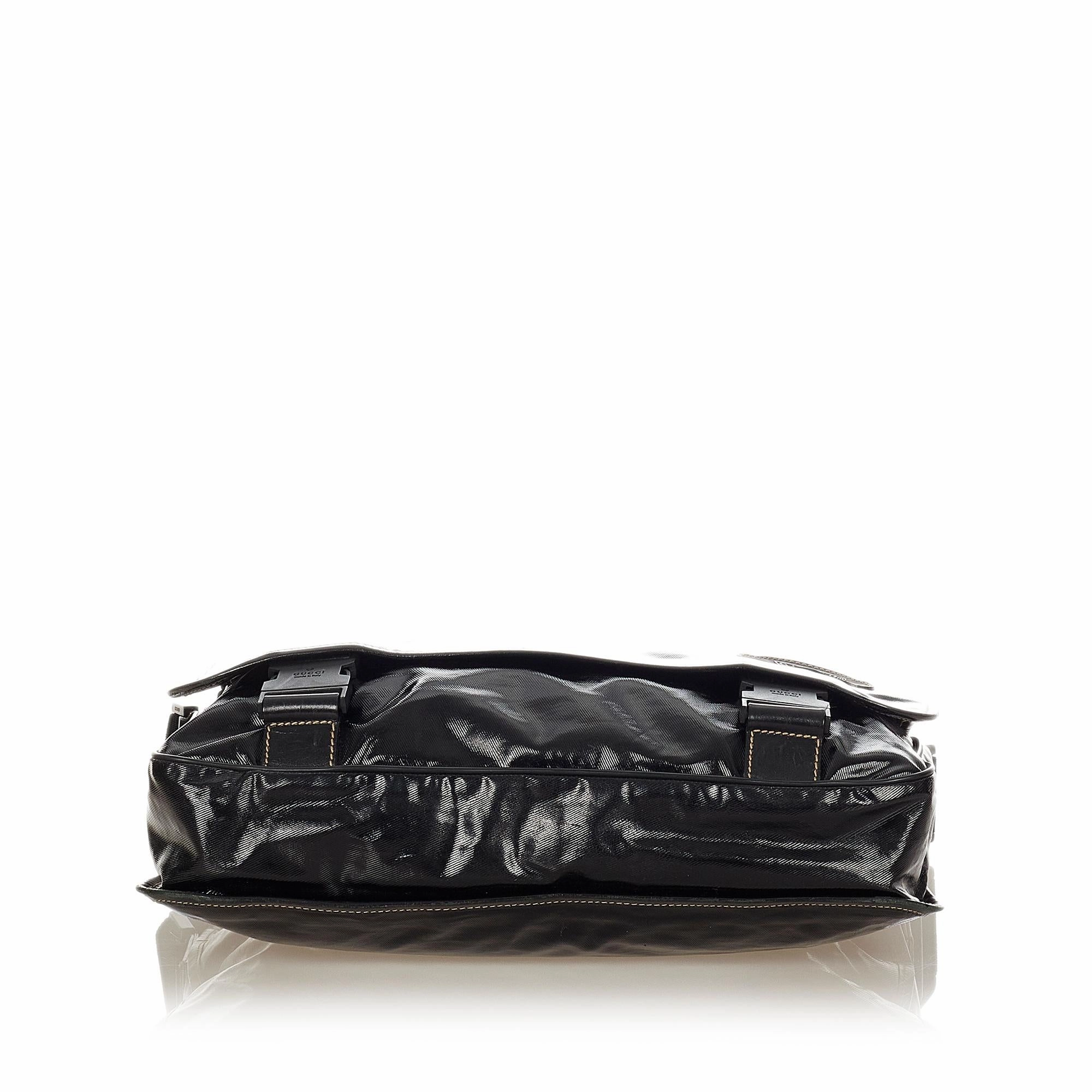 Gucci Crest Coated Canvas Crossbody Bag (SHG-31753)