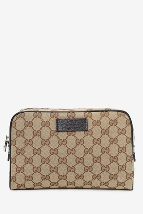 Gucci Dark Brown/Beige GG Canvas Monogram Belt Bag