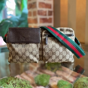 GUCCI GG Canvas Double Pocket Belt Bag