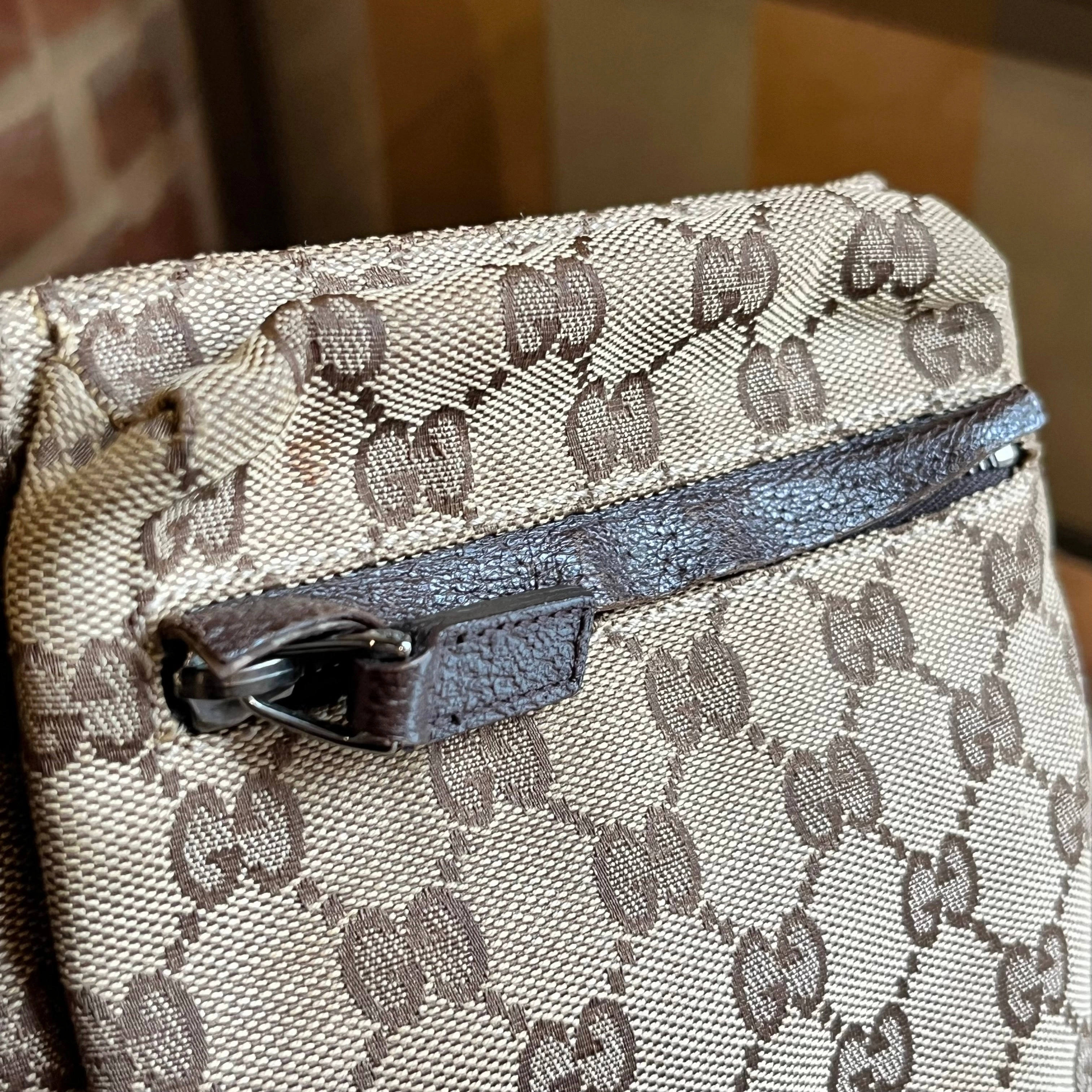 GUCCI GG Canvas Double Pocket Belt Bag