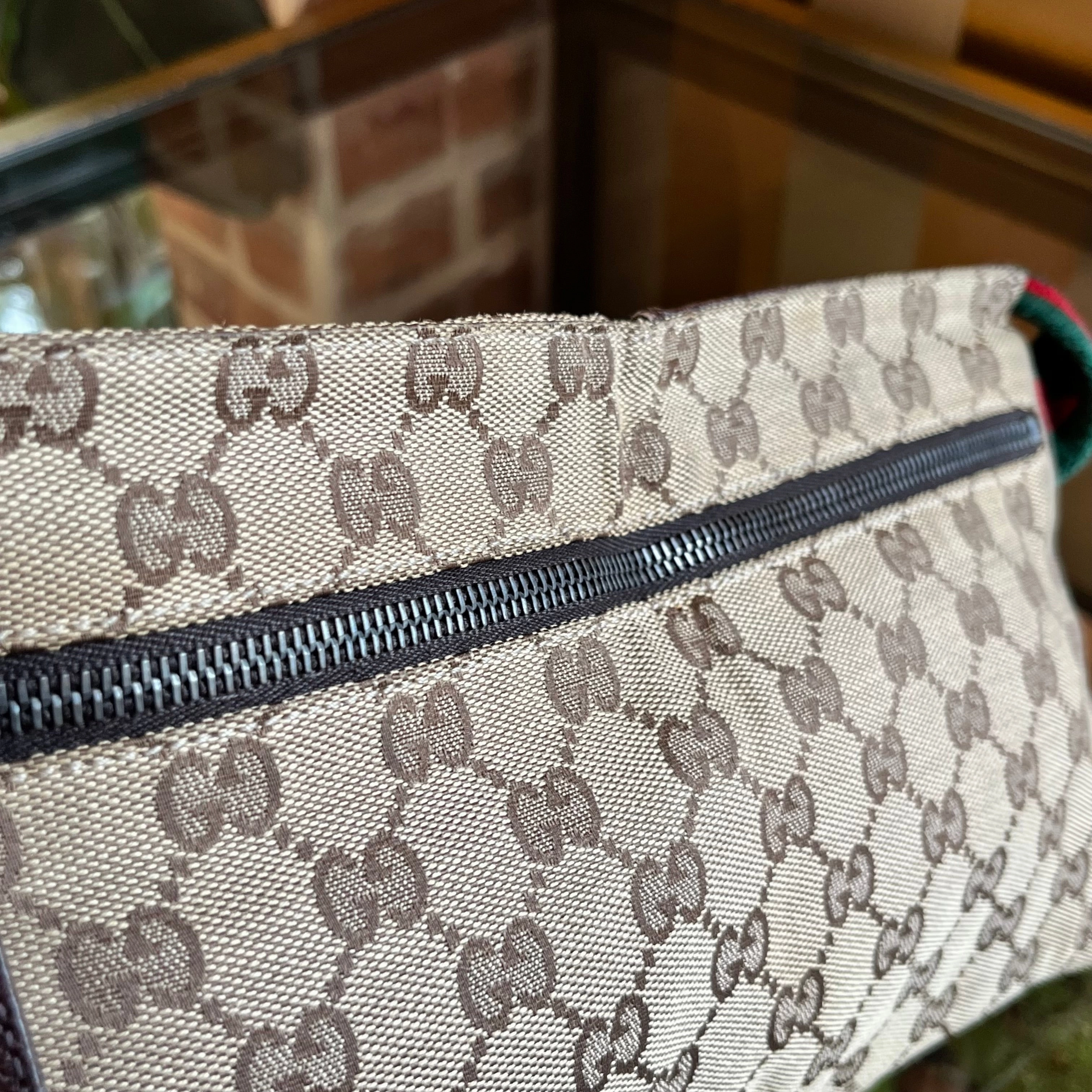 GUCCI GG Canvas Double Pocket Belt Bag