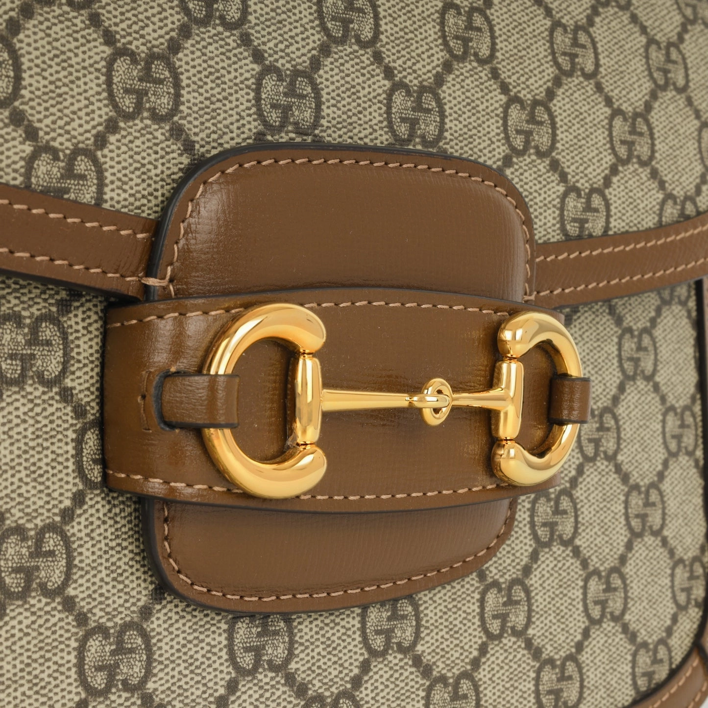 Gucci Gucci - Small Horsebit Crossbody 1955 - Beige/Dark brown GG Supreme canvas GHW - Pre-Loved