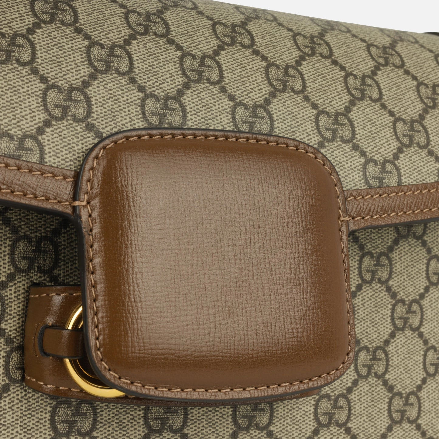 Gucci Gucci - Small Horsebit Crossbody 1955 - Beige/Dark brown GG Supreme canvas GHW - Pre-Loved