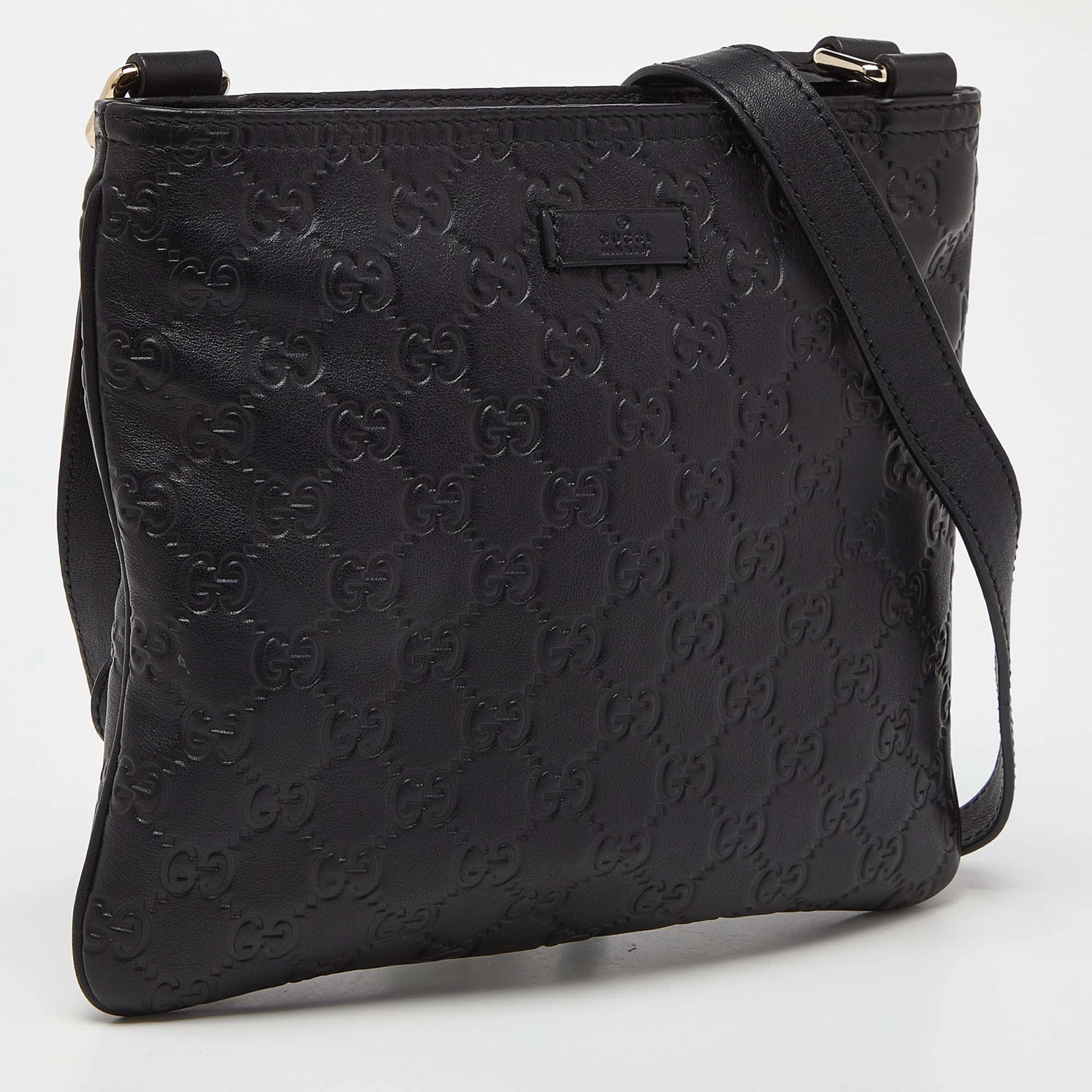 Gucci  Guccissima Leather Flat Crossbody Bag