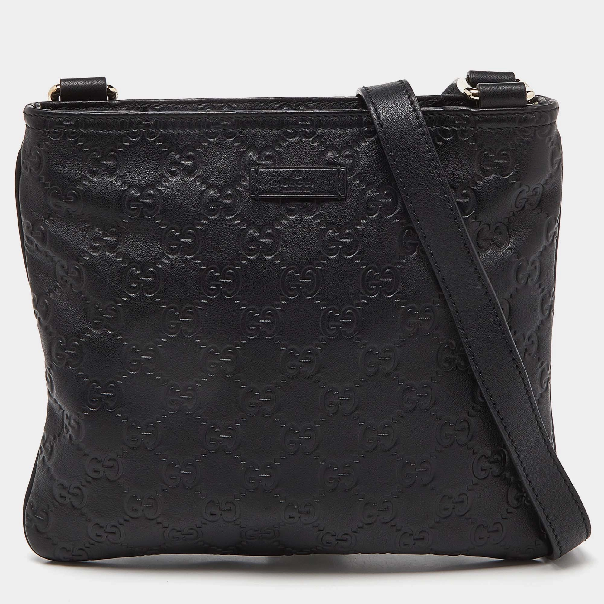 Gucci  Guccissima Leather Flat Crossbody Bag