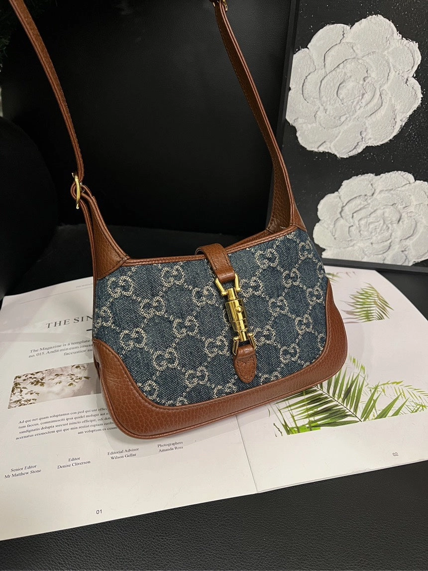 Gucci Jackie Blue Brown Crossbody Bag