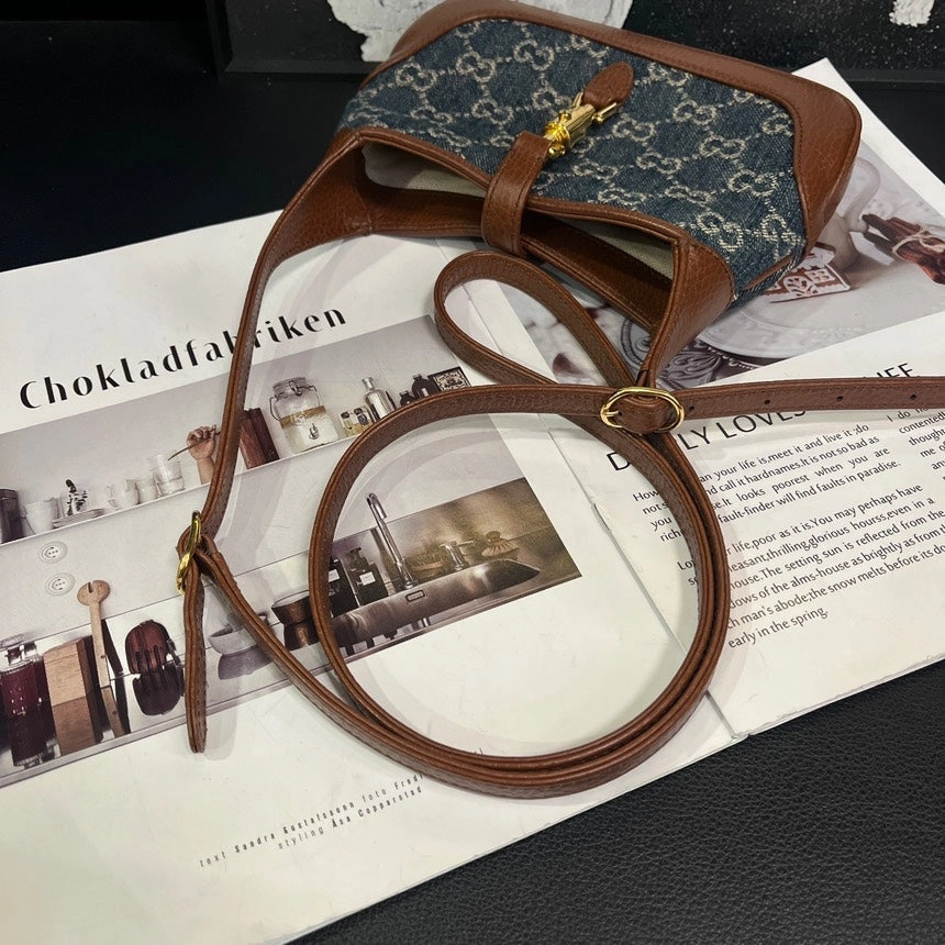 Gucci Jackie Blue Brown Crossbody Bag
