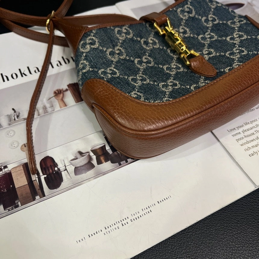 Gucci Jackie Blue Brown Crossbody Bag