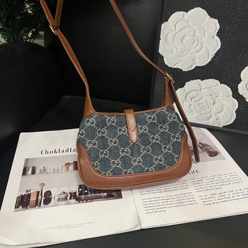 Gucci Jackie Blue Brown Crossbody Bag