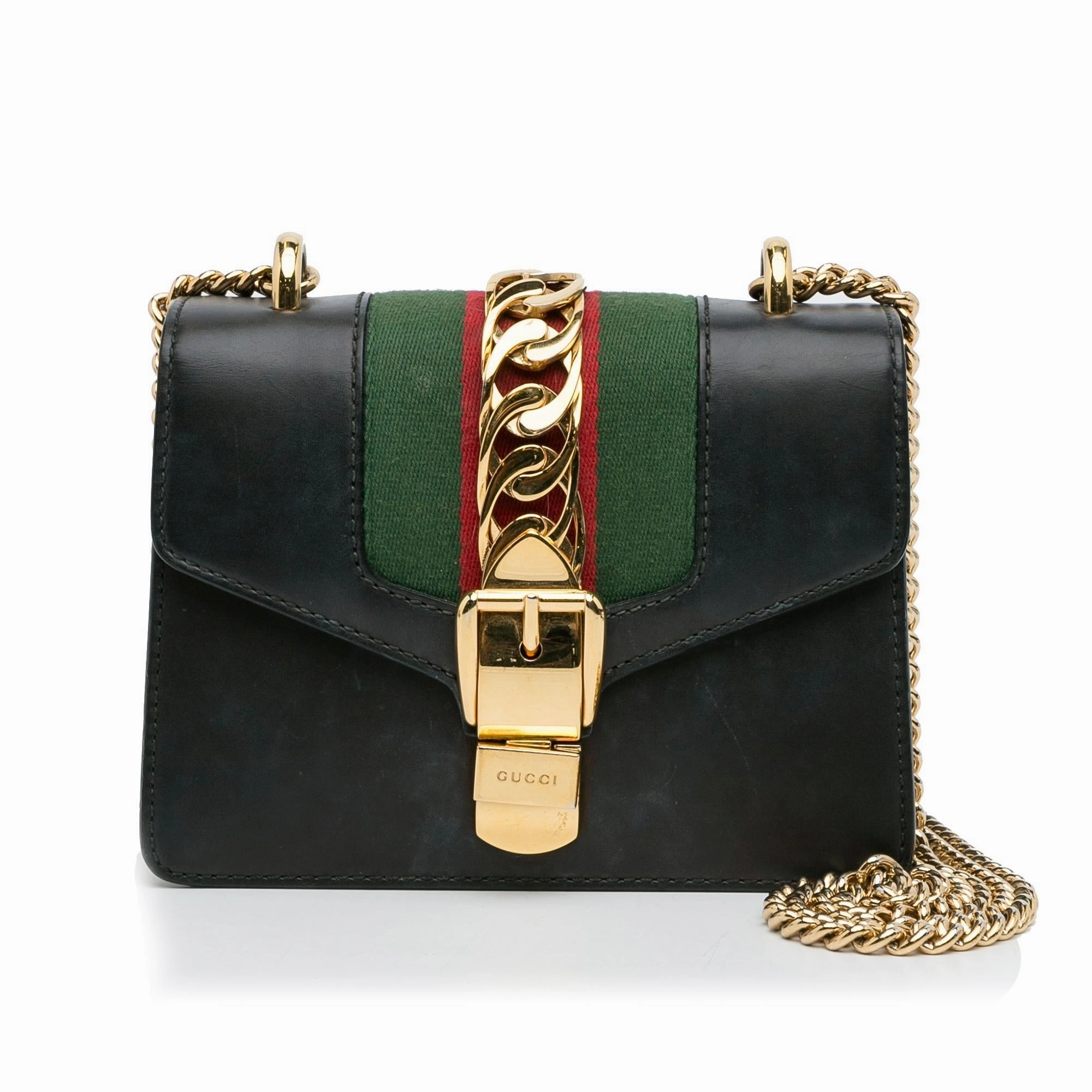 Gucci Mini Sylvie Leather Chain Crossbody Bag (SHG-Rb9ccQ)
