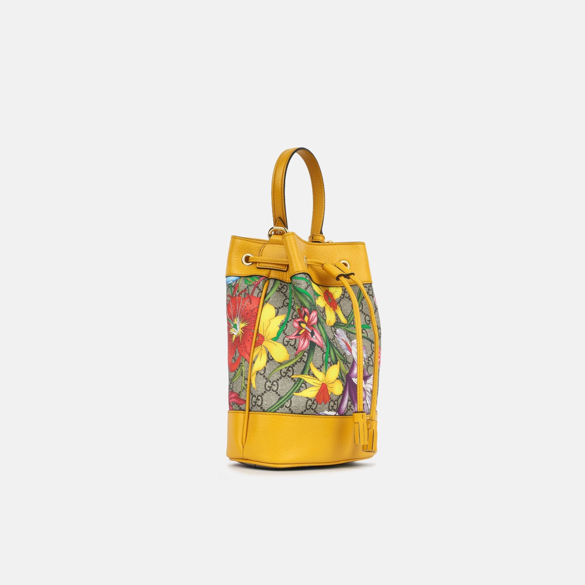Gucci Ophidia Bucket Bag - Flora Canvas / Yellow (NWT)