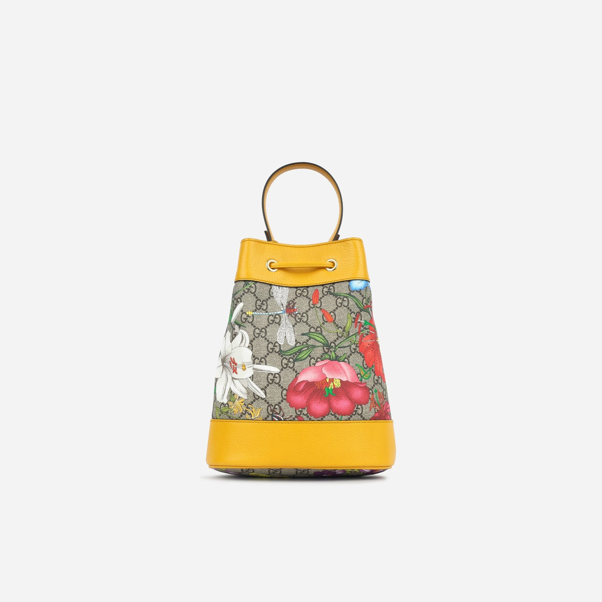 Gucci Ophidia Bucket Bag - Flora Canvas / Yellow (NWT)