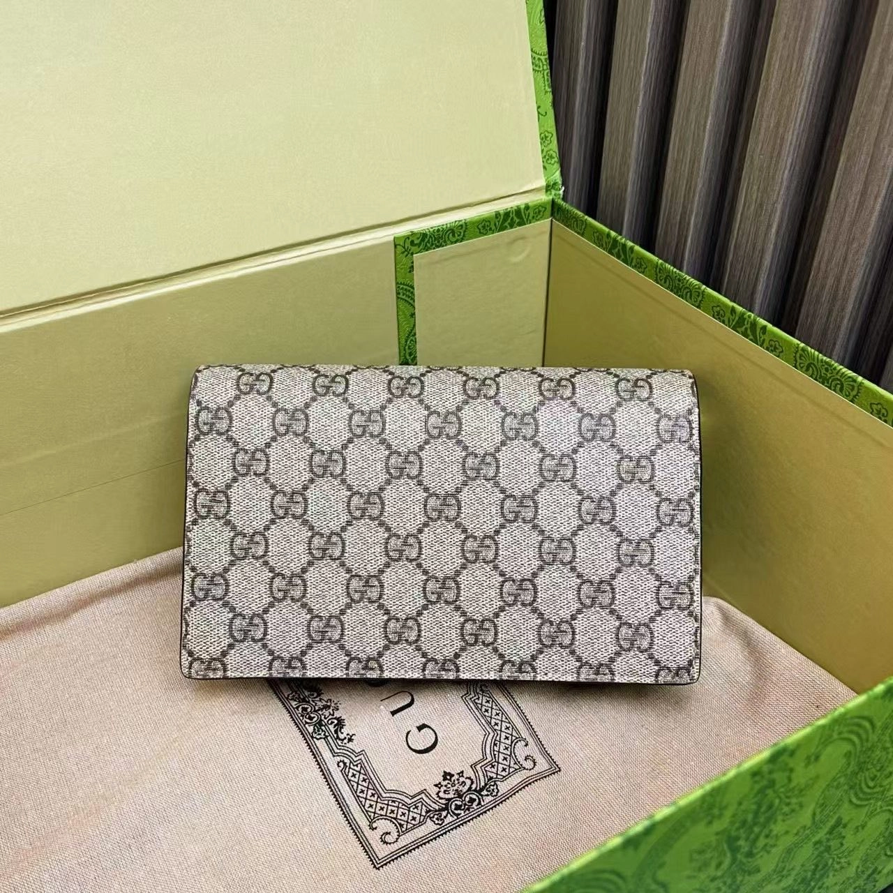 Gucci Preloved GG Marmont Heart Beige/Red WOC Crossbody Bag
