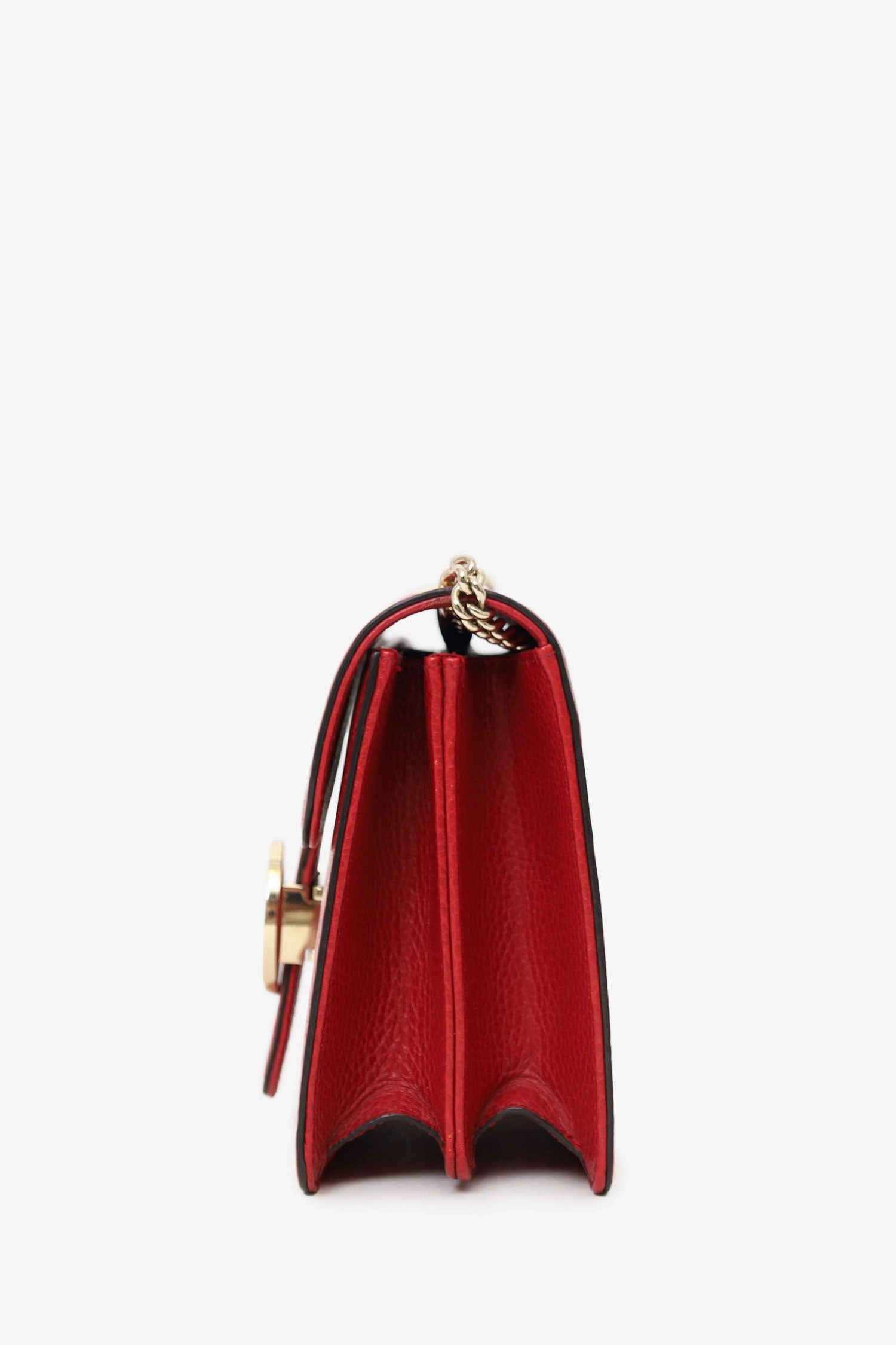 Gucci Red Leather Interlocking G Small Dollar Crossbody Bag