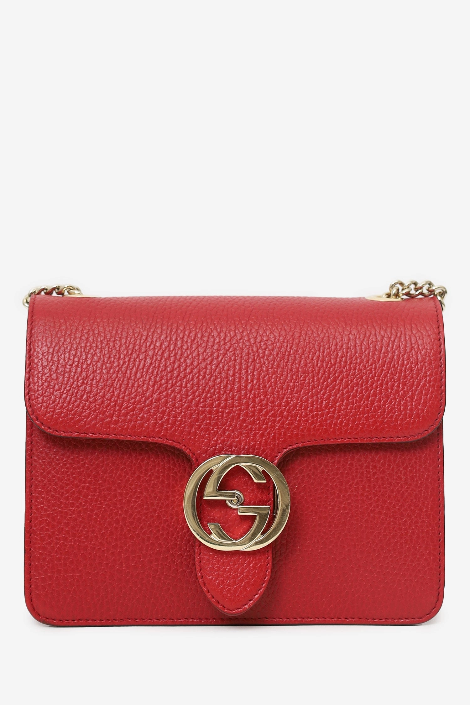 Gucci Red Leather Interlocking G Small Dollar Crossbody Bag