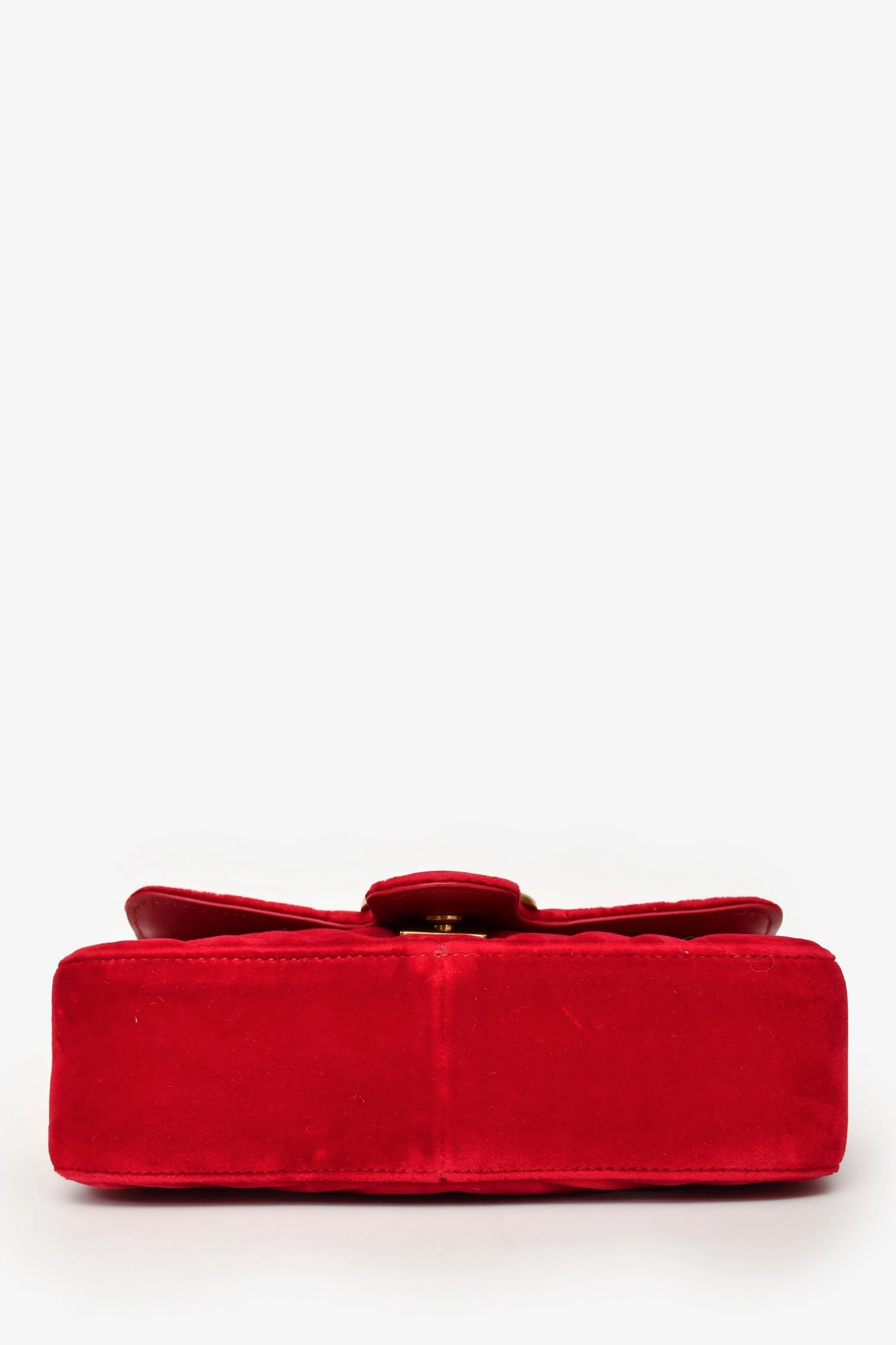 Gucci Red Velvet Small Marmont Chain Shoulder Bag