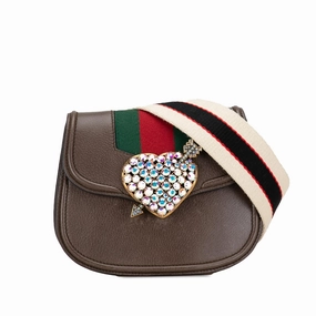 Gucci Small Linea Totem Crystal Heart Crossbody (SHG-OKF7Q2)