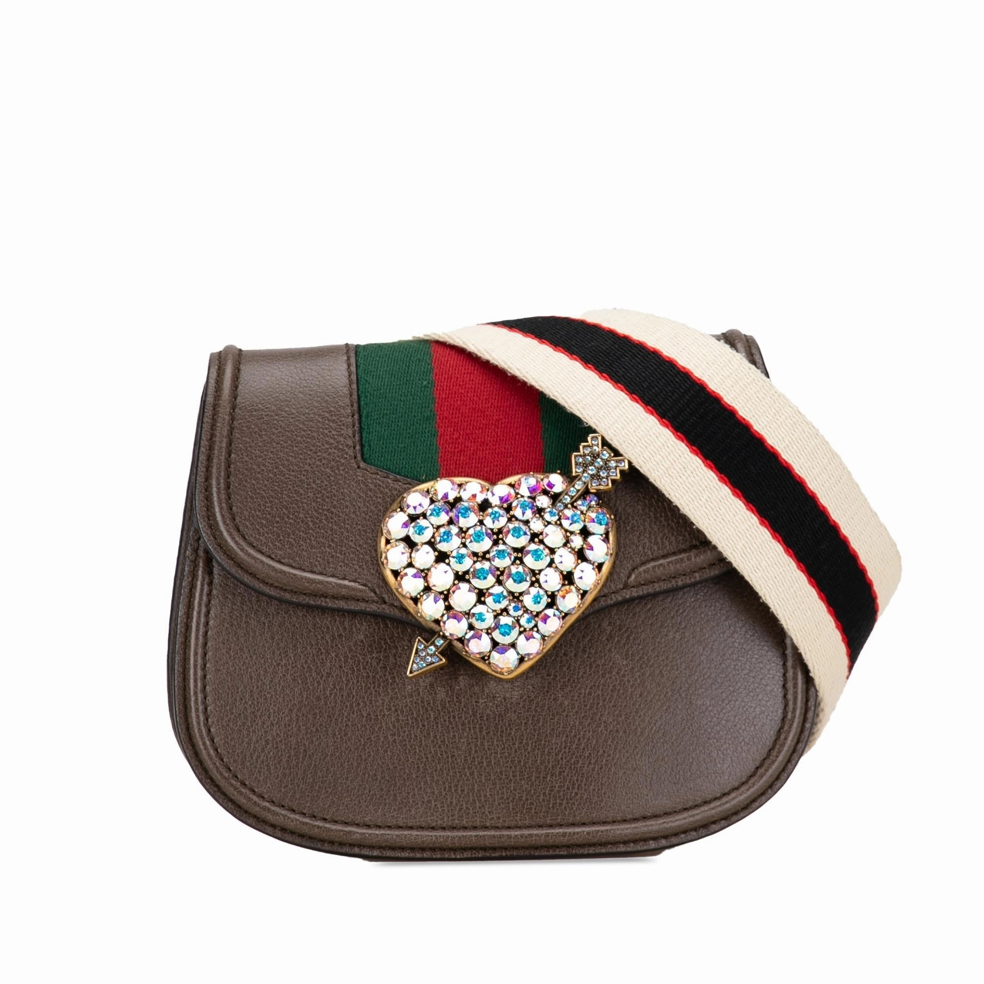 Gucci Small Linea Totem Crystal Heart Crossbody (SHG-OKF7Q2)