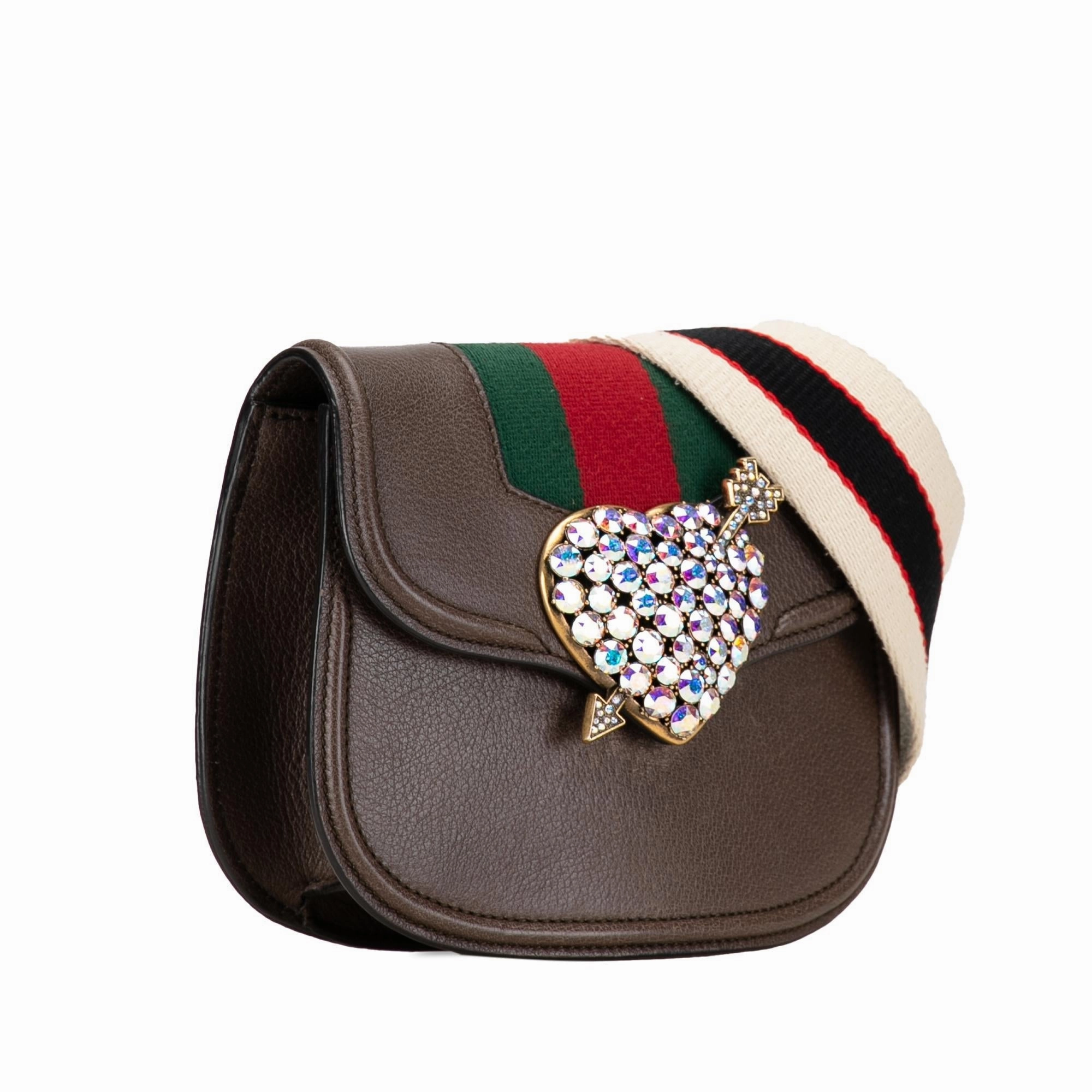 Gucci Small Linea Totem Crystal Heart Crossbody (SHG-OKF7Q2)
