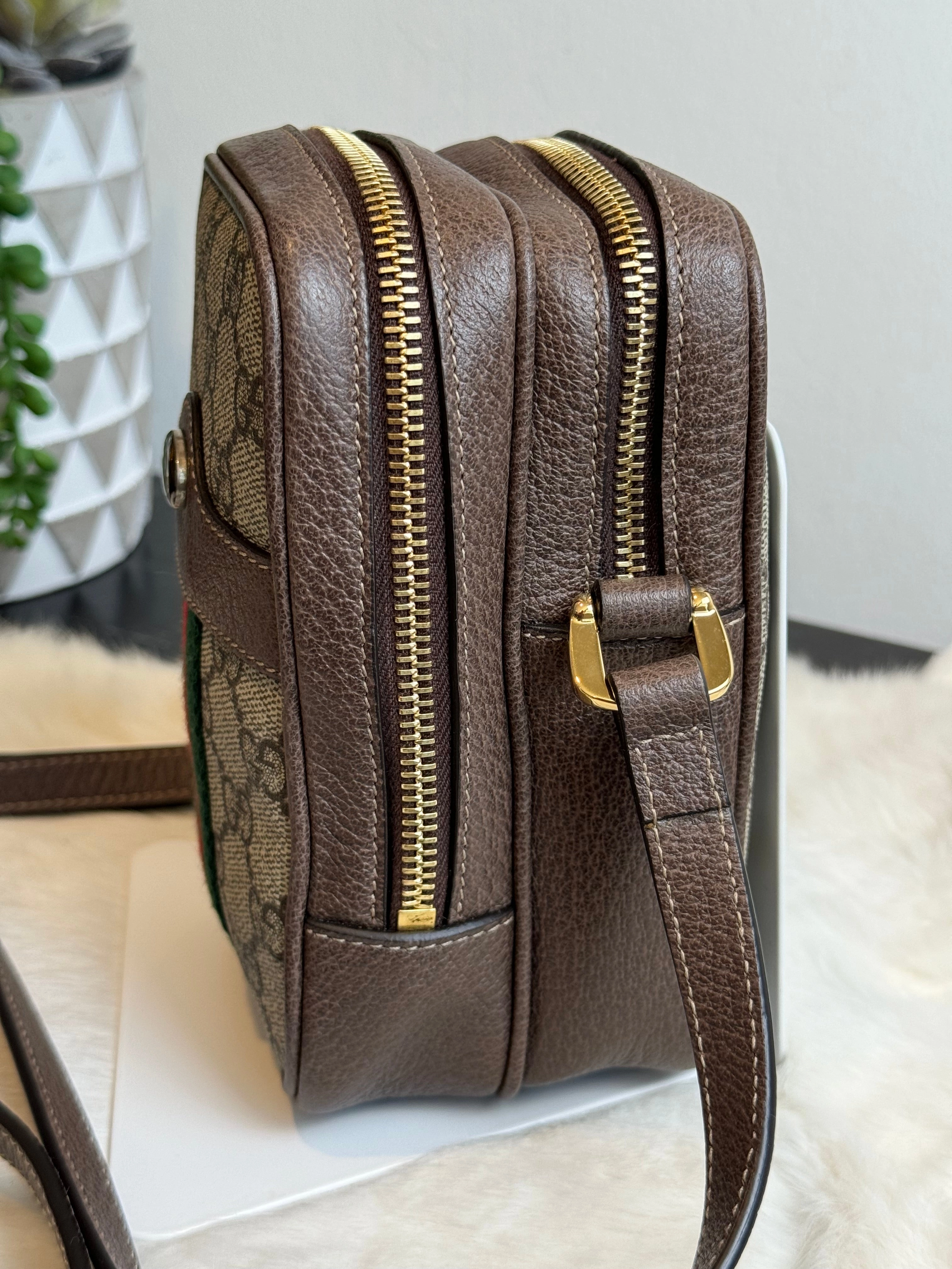 GUCCI Supreme Mini Ophidia Double Zip Crossbody