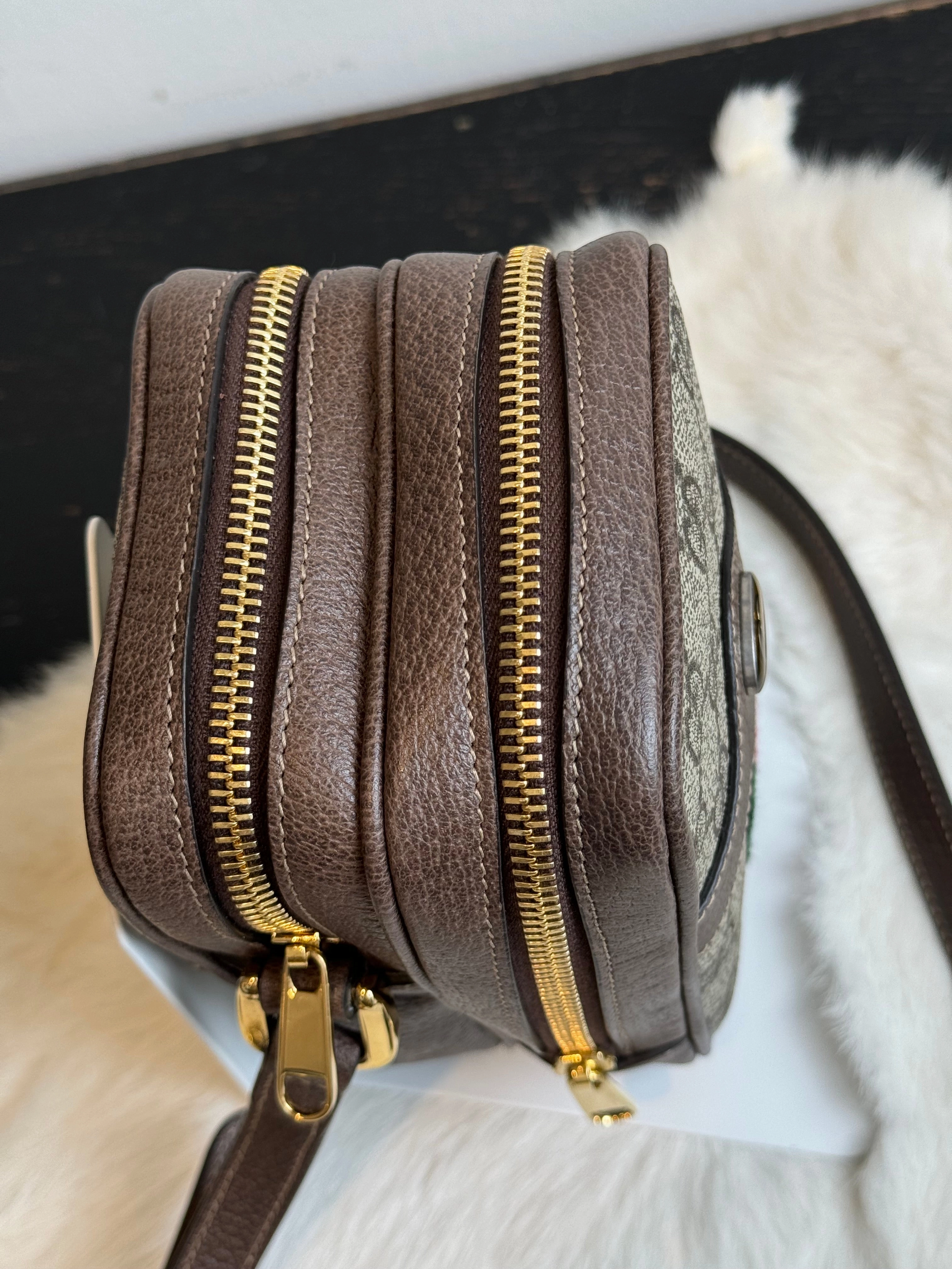 GUCCI Supreme Mini Ophidia Double Zip Crossbody