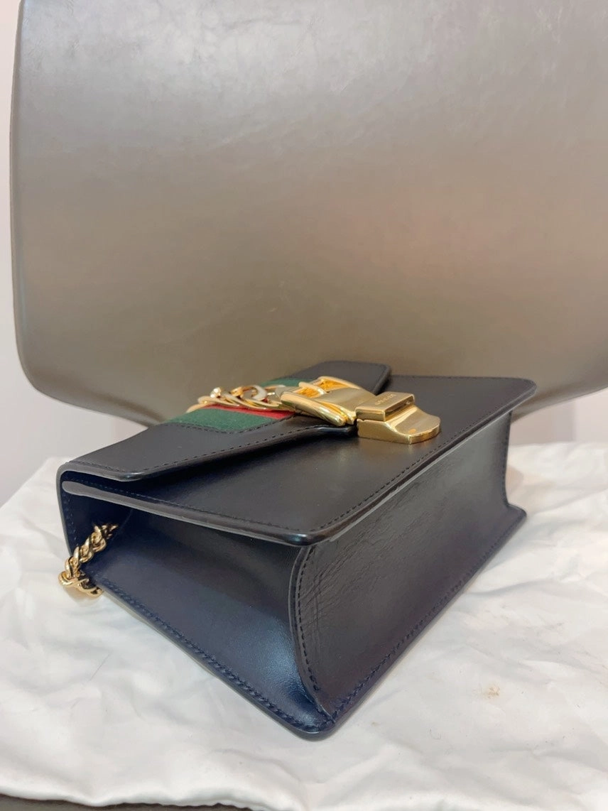 Gucci Sylvia Small Black Preloved Crossbody Bag - Vintage Designer Handbag