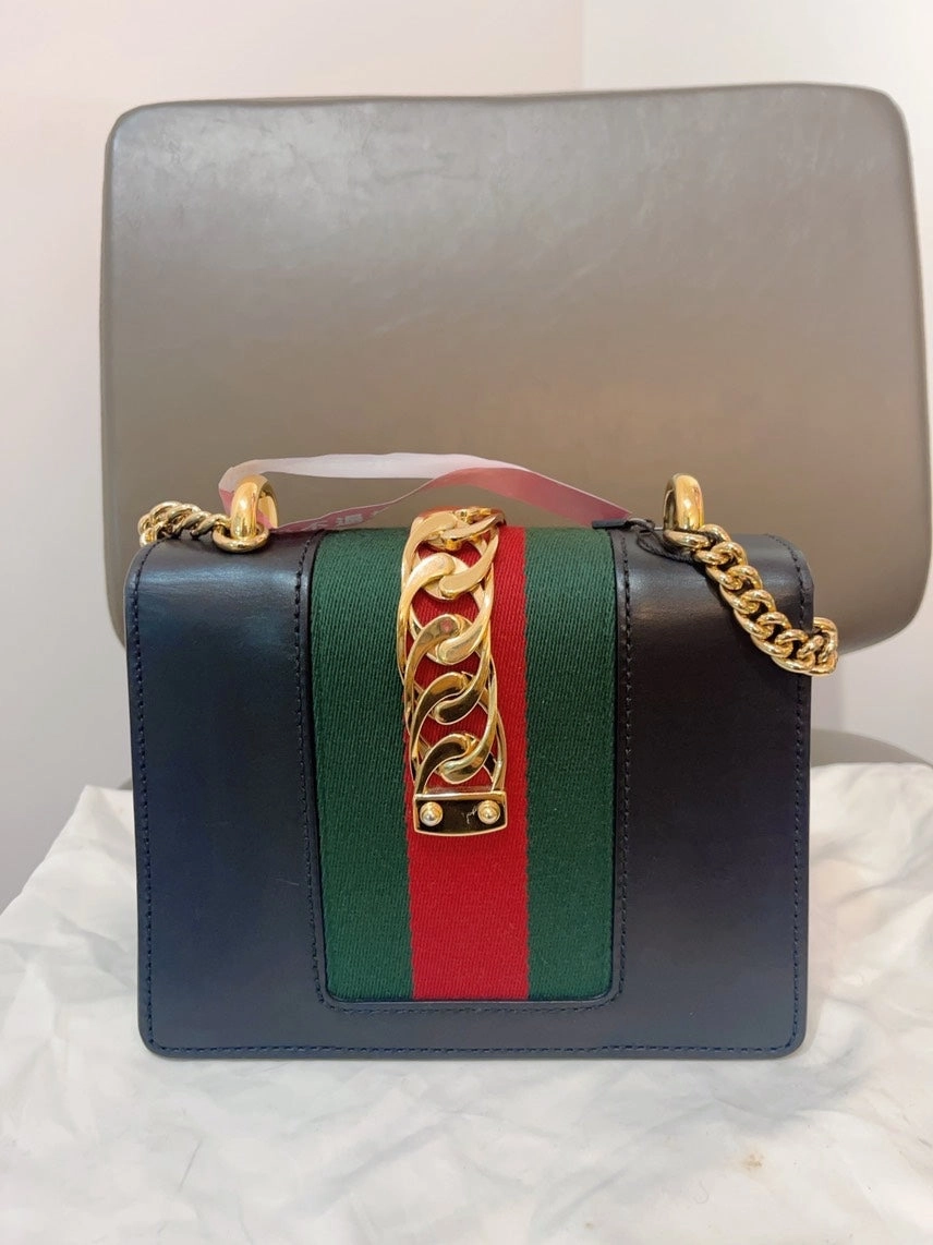 Gucci Sylvia Small Black Preloved Crossbody Bag - Vintage Designer Handbag