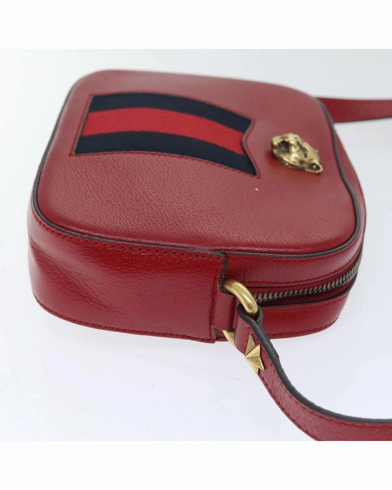 Gucci Tiger Head Crossbody Red Leather Bag