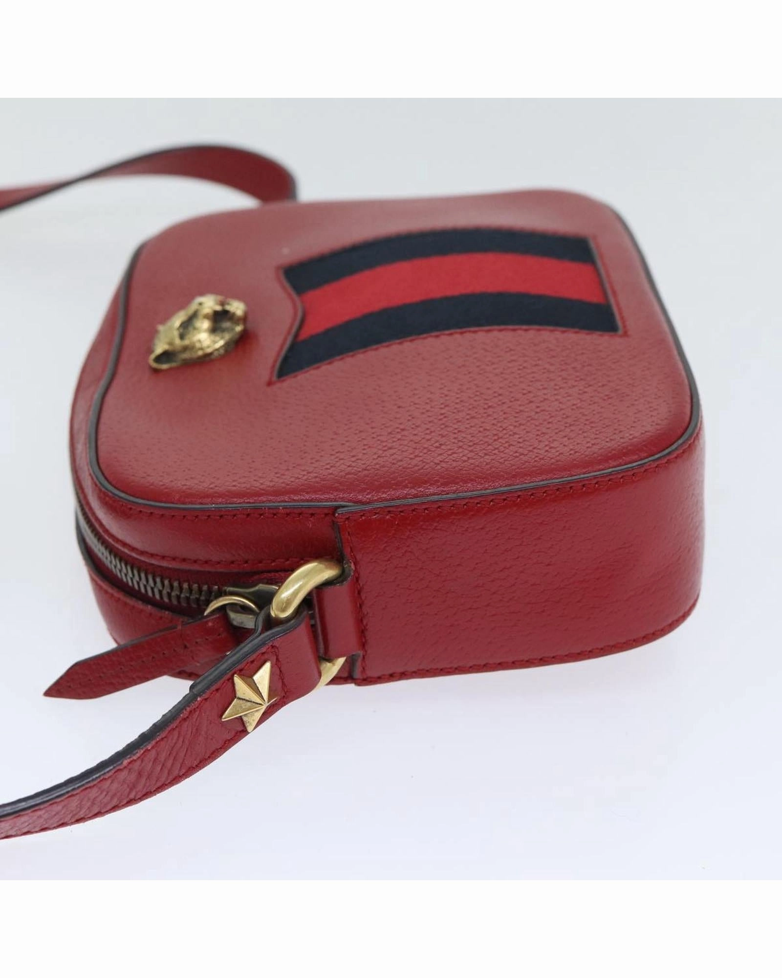 Gucci Tiger Head Crossbody Red Leather Bag
