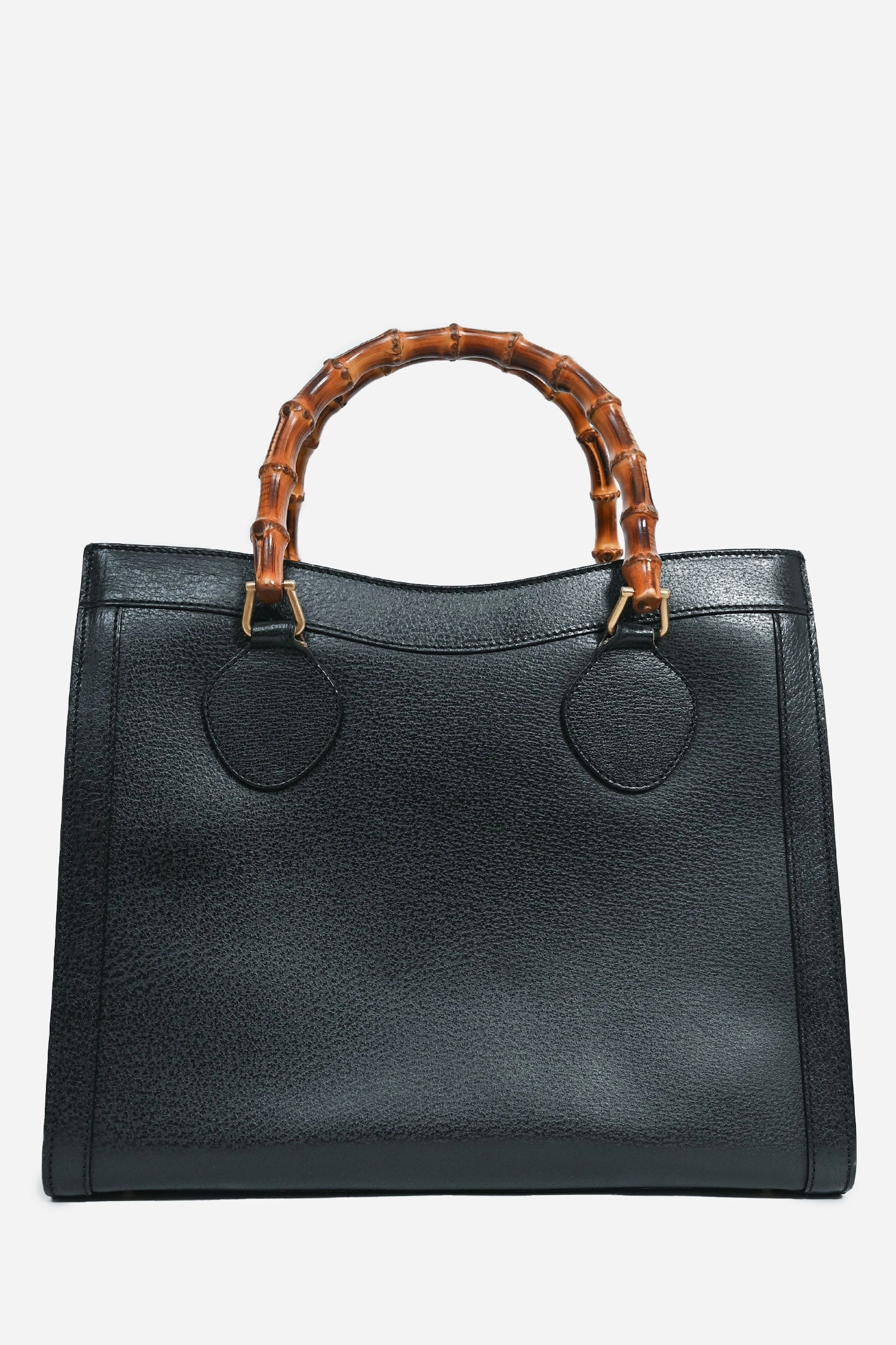 Gucci Vintage Black Leather Bamboo Diana Top Handles (As Is)