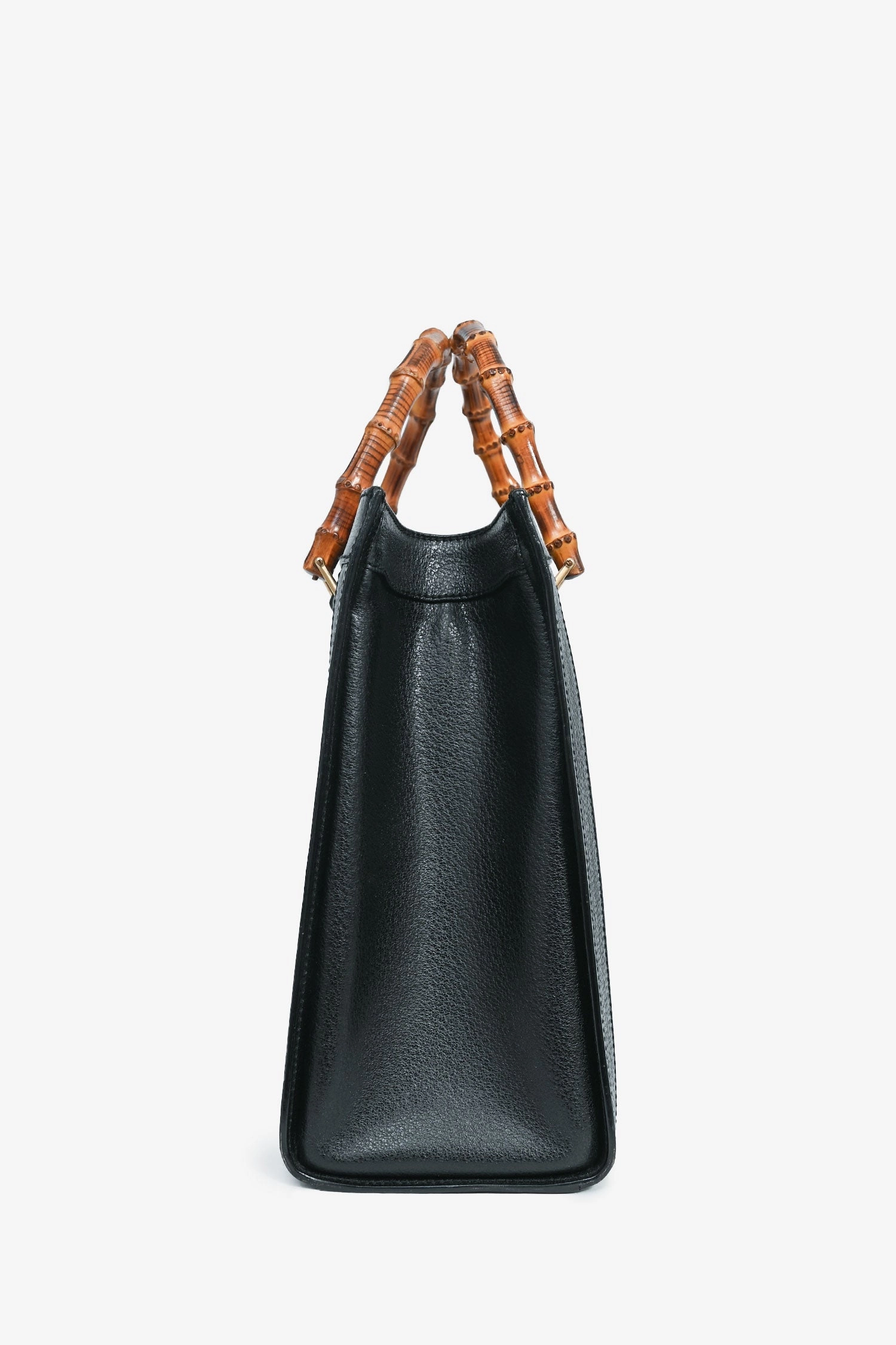 Gucci Vintage Black Leather Bamboo Diana Top Handles (As Is)