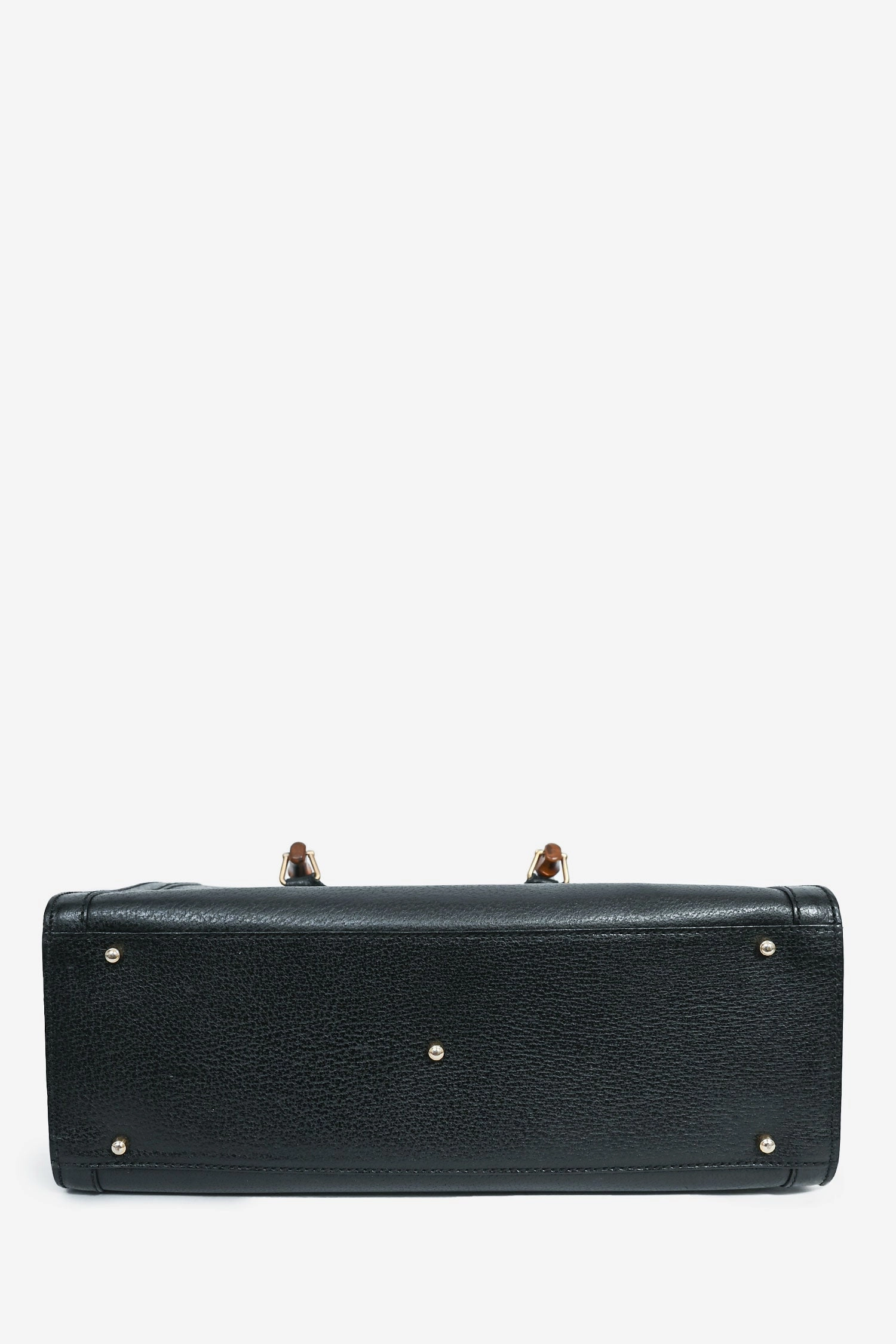 Gucci Vintage Black Leather Bamboo Diana Top Handles (As Is)