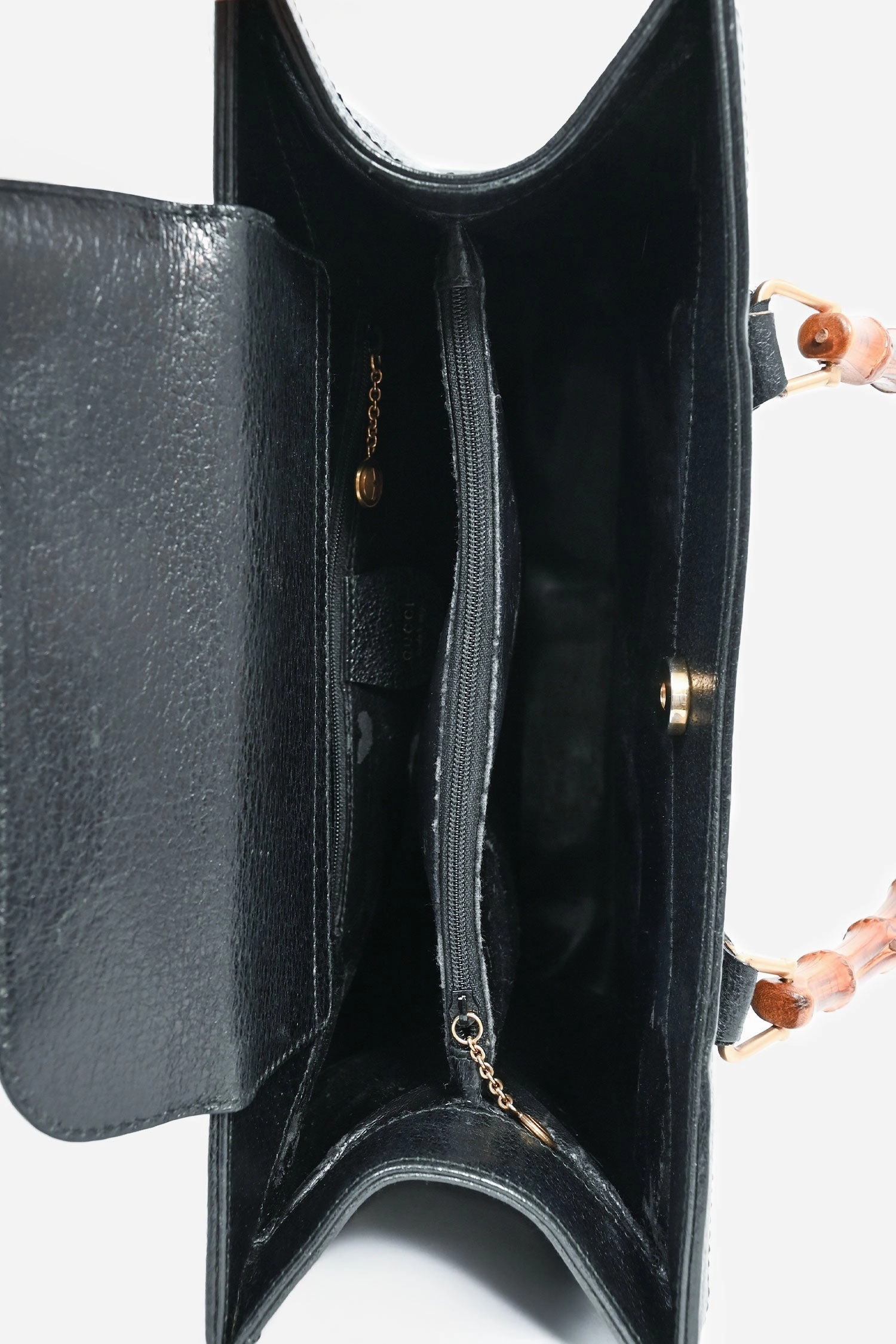 Gucci Vintage Black Leather Bamboo Diana Top Handles (As Is)