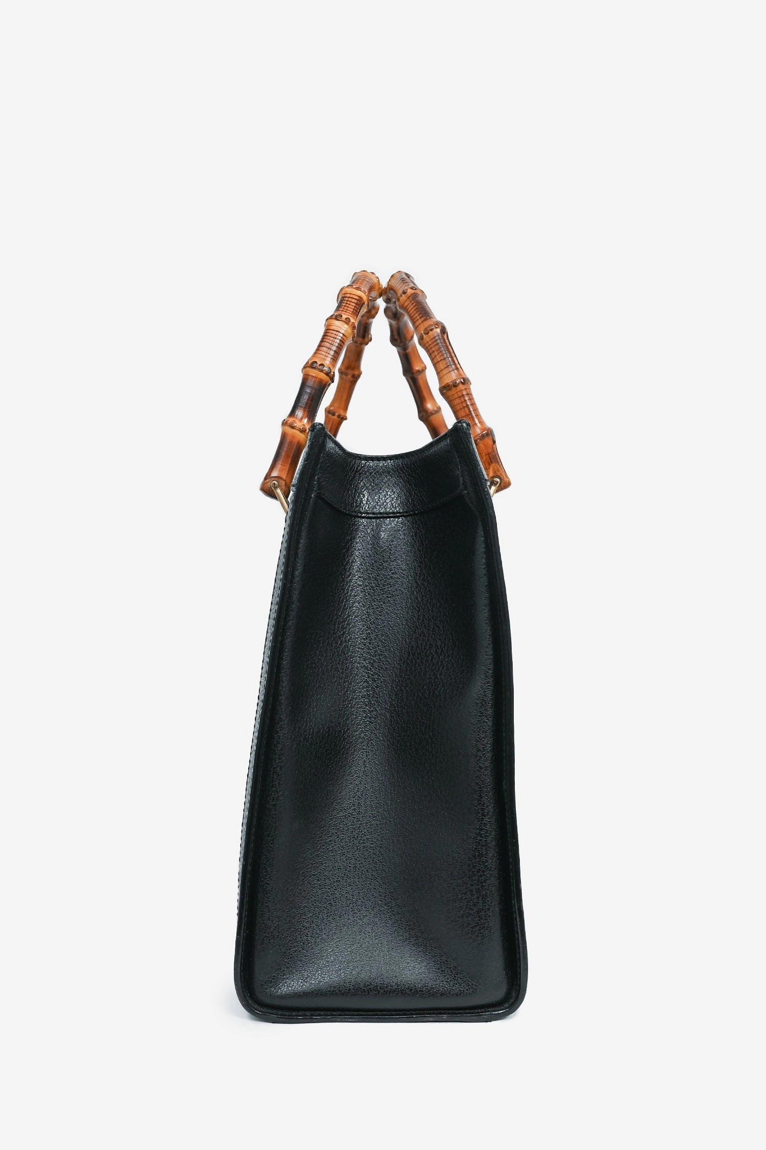 Gucci Vintage Black Leather Bamboo Diana Top Handles (As Is)