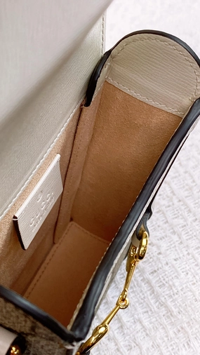 Gucci White 1955 Horsebit Mini Vertical Crossbody Bag