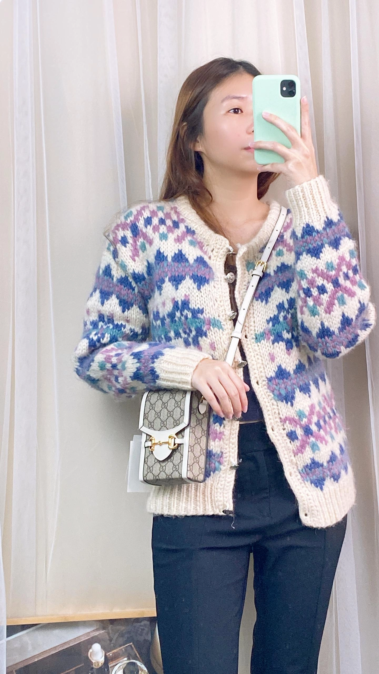 Gucci White 1955 Horsebit Mini Vertical Crossbody Bag