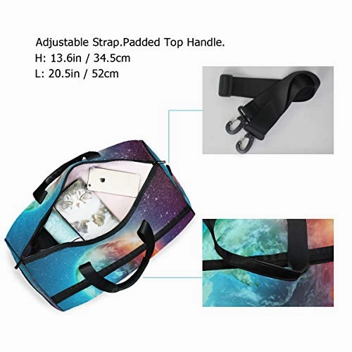 Gym Bag Magic Earth Planet Stars Space Universe Geography Sport Travel Duffel Bag with Shoes