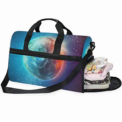 Gym Bag Magic Earth Planet Stars Space Universe Geography Sport Travel Duffel Bag with Shoes