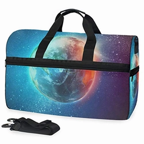 Gym Bag Magic Earth Planet Stars Space Universe Geography Sport Travel Duffel Bag with Shoes
