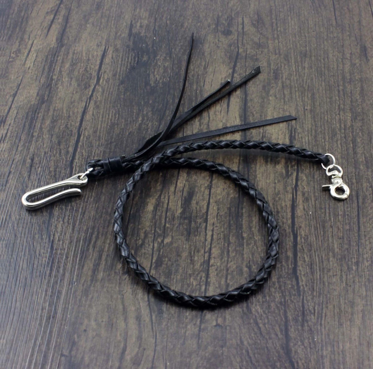 Handmade Braided Black Leather Cool Punk Rock Wallet Chain Biker Trucker Wallet Chain Trucker Wallet Chain for Men