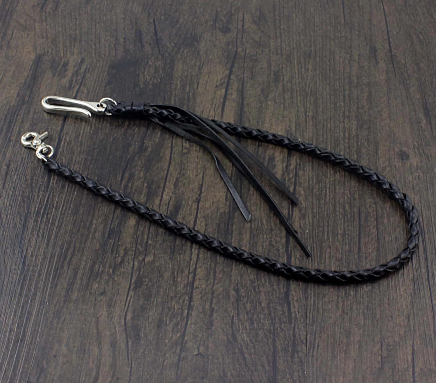 Handmade Braided Black Leather Cool Punk Rock Wallet Chain Biker Trucker Wallet Chain Trucker Wallet Chain for Men