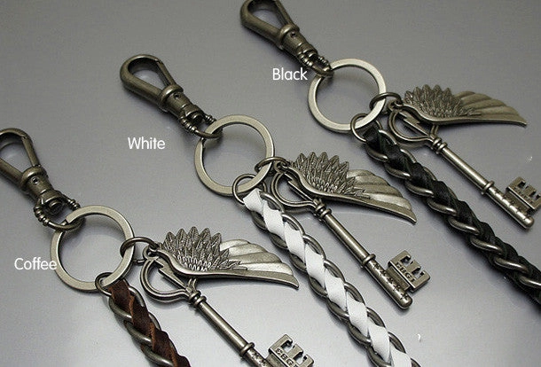 Handmade Motorcycle biker wallet key chain punk black heavy coffee leather angle's key
