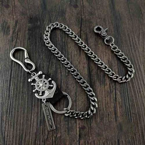 HEAVY METAL ANCHOR BIKER SILVER WALLET CHAIN LONG PANTS CHAIN SILVER jeans chain jean chain FOR MEN