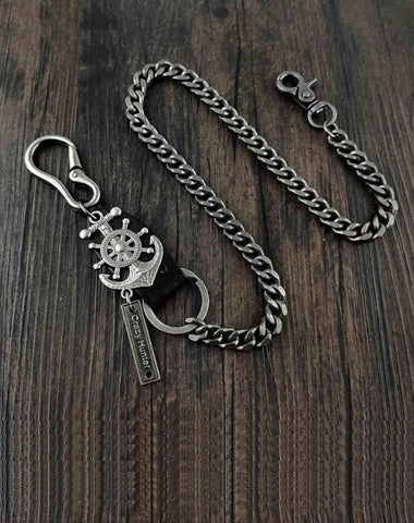 HEAVY METAL ANCHOR BIKER SILVER WALLET CHAIN LONG PANTS CHAIN SILVER jeans chain jean chain FOR MEN