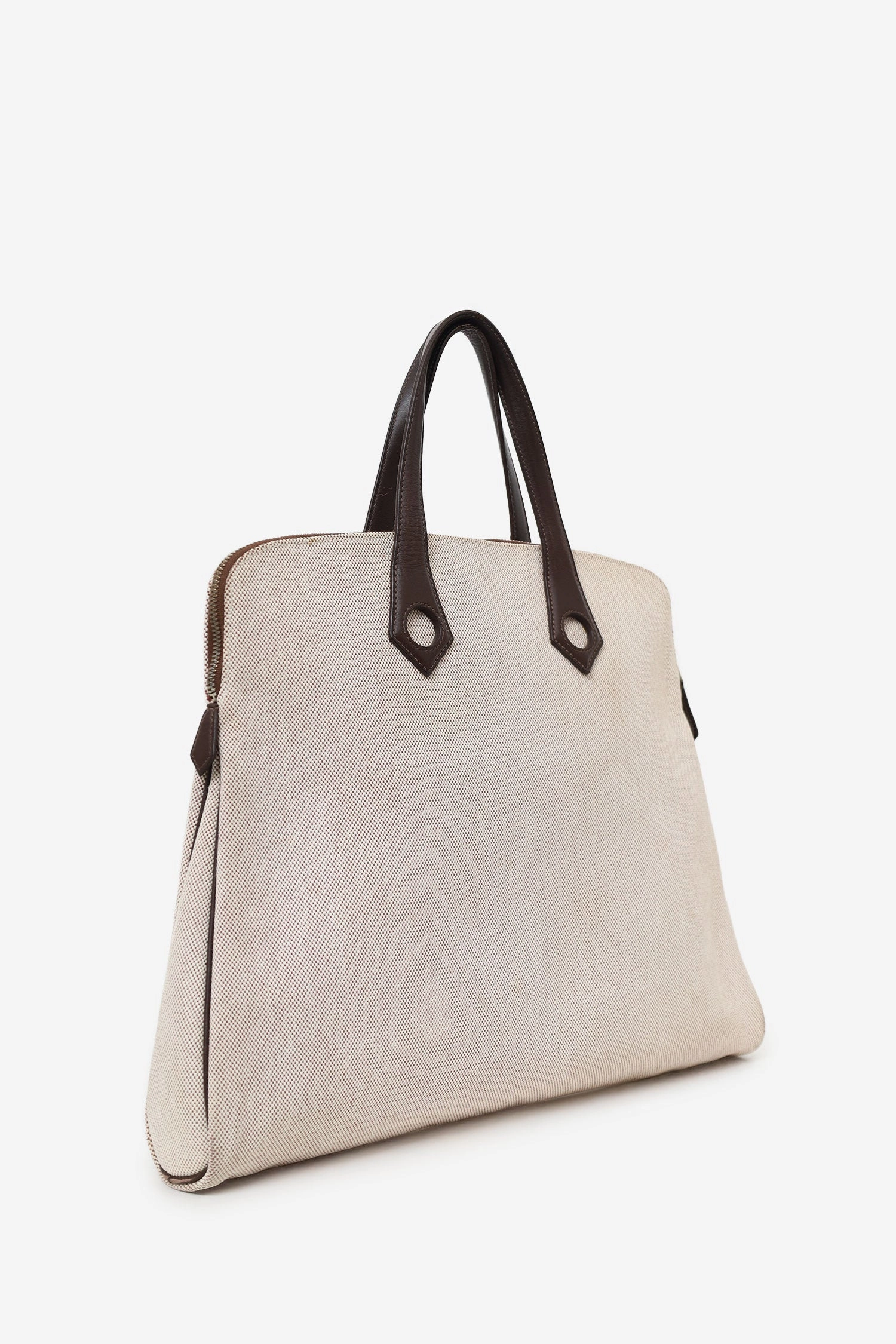Hermes 2006 Brown/Beige Canvas/Leather Heeboo Tote