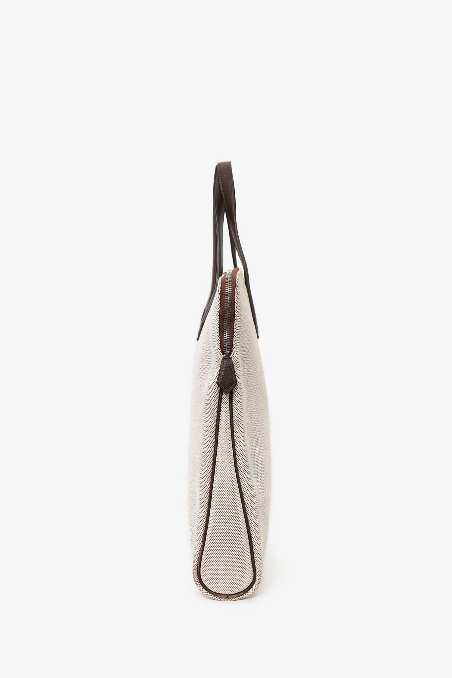 Hermes 2006 Brown/Beige Canvas/Leather Heeboo Tote