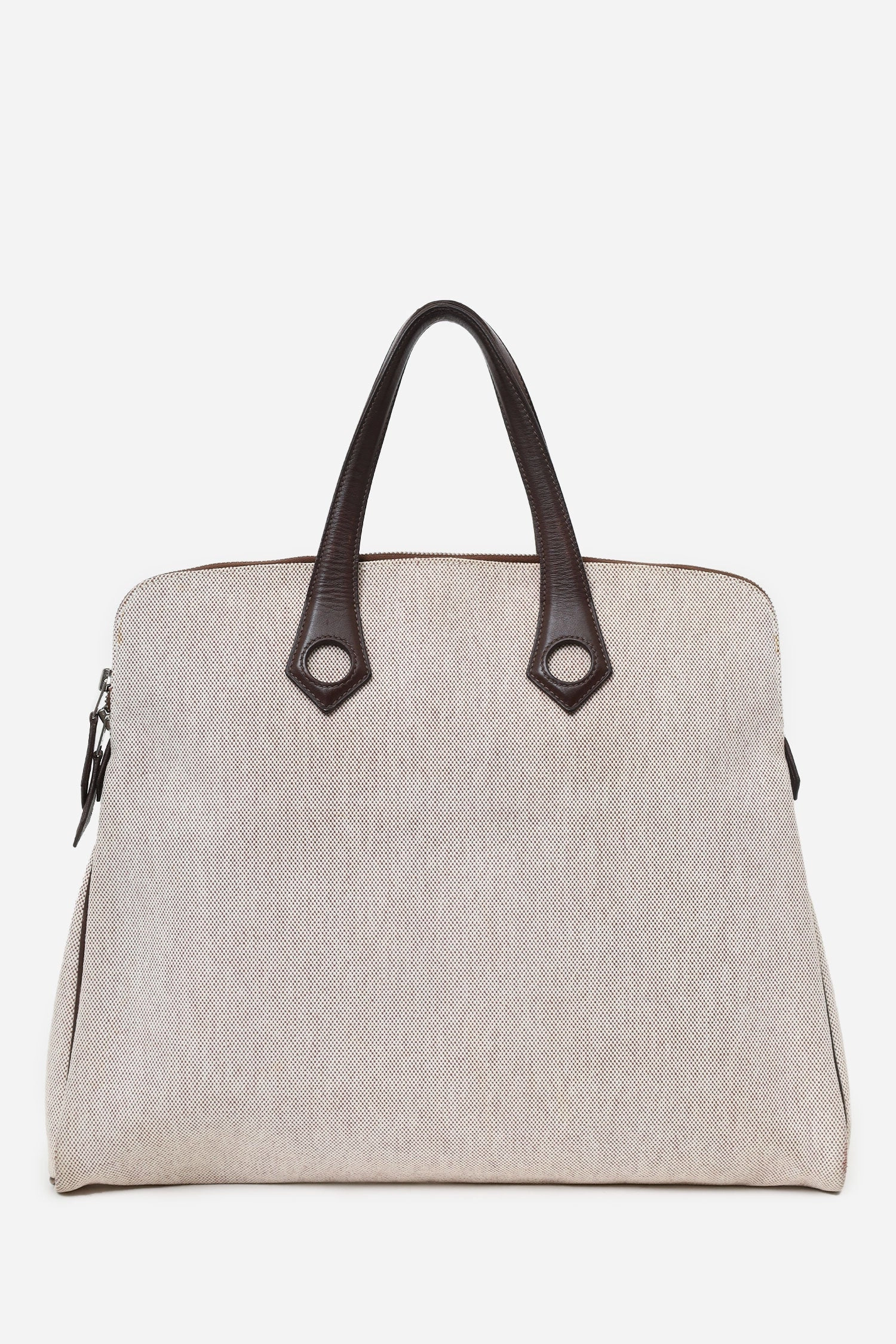 Hermes 2006 Brown/Beige Canvas/Leather Heeboo Tote